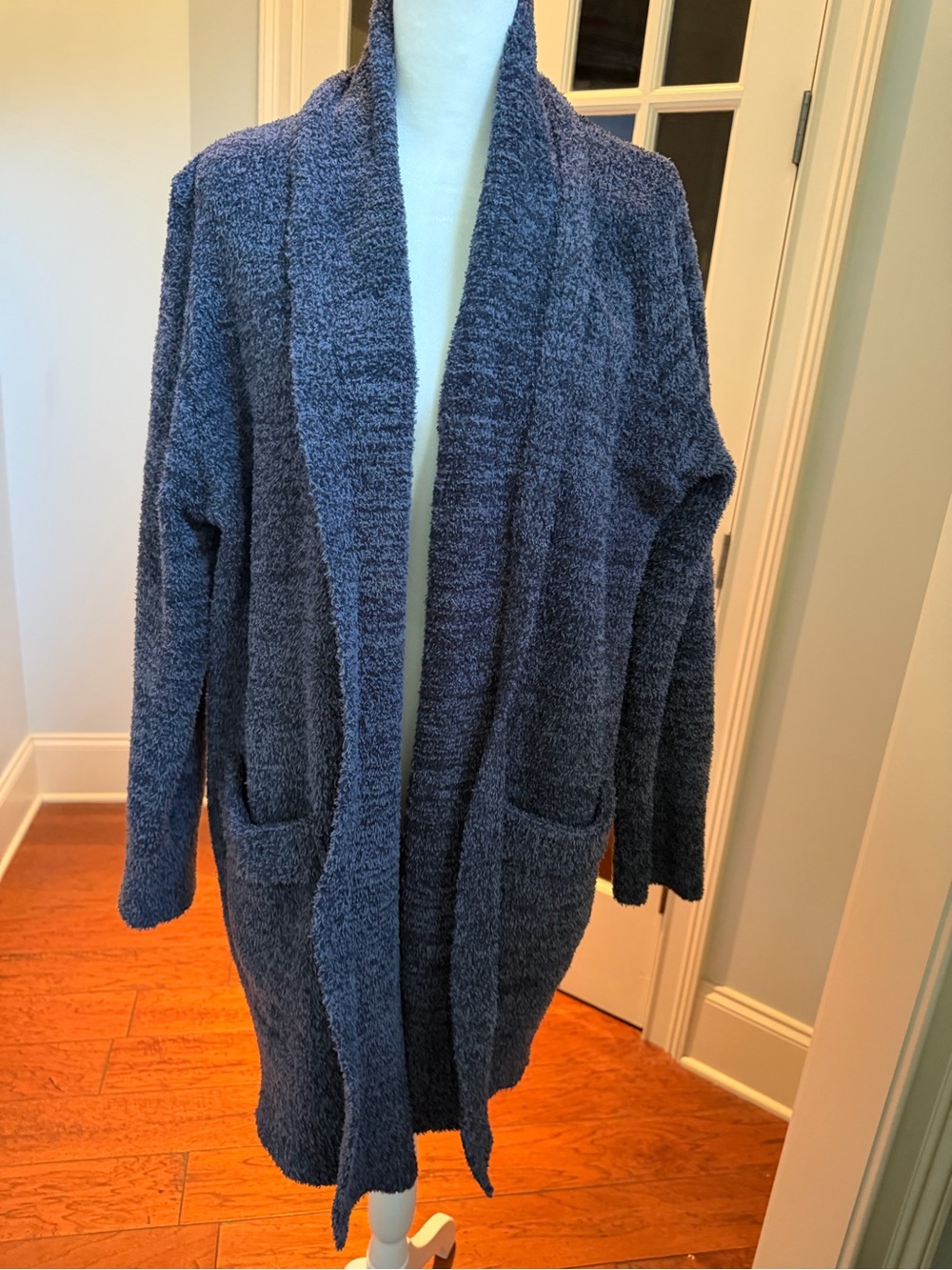 Barefoot Dreams Open-Front Shawl Collar Cardigan Sweater - Deep heather Blue